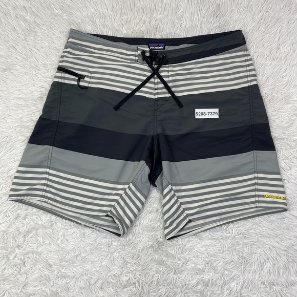 Patagonia‎ Shorts Mens 38 Gray Striped Wavefarer Printed Board Short Swim Pocket - Picture 11 of 11